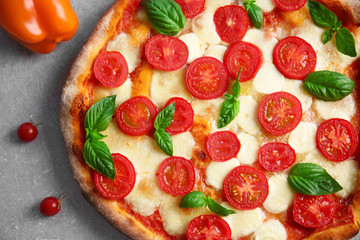 Delicious pizza, closeup