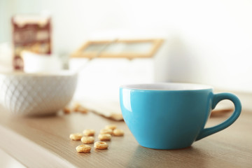 Cup of morning tea on kitchen table