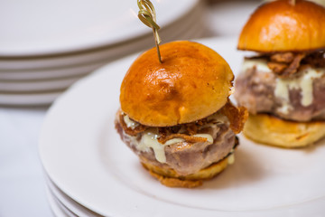 Appetizer Slider Hamburger Hors d'Oeuvres On a Plate