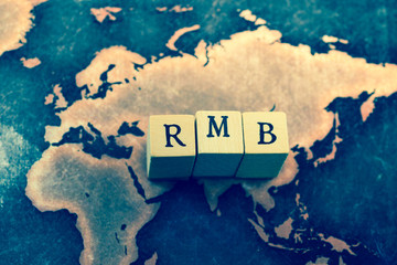 RMB on grunge world map