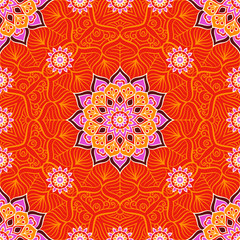 Ethnic floral seamless pattern