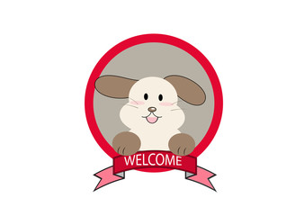 cartoon dog with welcome sign vector