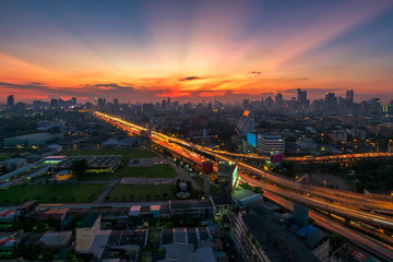 The Beautiful twilight in Bangkok City. Cityscape in Thailand

