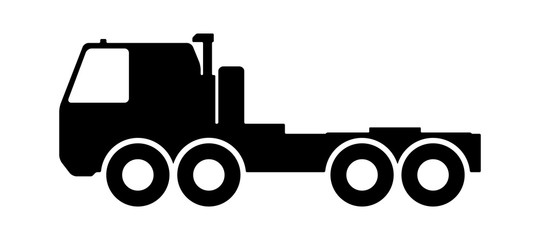 Silhouette of a truck with a trailer.