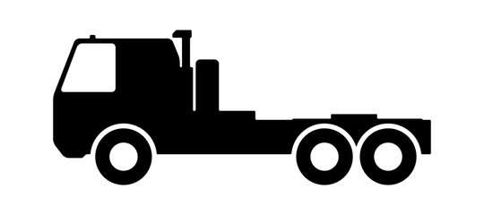 Silhouette of a truck with a trailer.