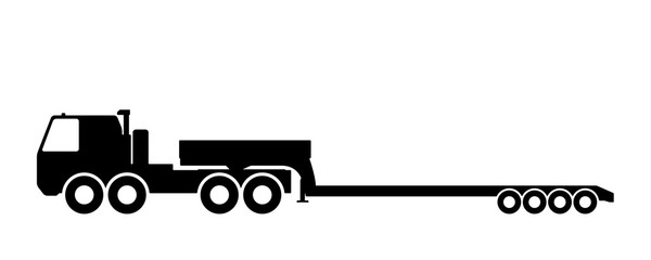 Silhouette of a truck with a trailer.