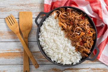 pulled pork grilled in oven with basmati rice