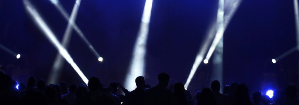 People at the concert and reflectors