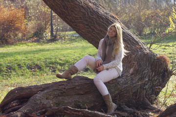 Beautiful young girl on the park