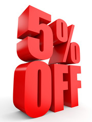 Discount 5 percent off. 3D illustration on white background.