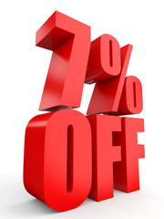 Discount 7 percent off. 3D illustration on white background.