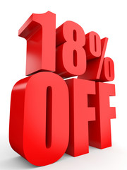 Discount 18 percent off. 3D illustration on white background.