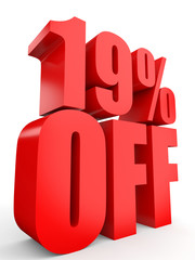 Discount 19 percent off. 3D illustration on white background.