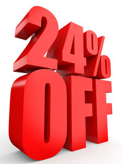 Discount 24 percent off. 3D illustration on white background.