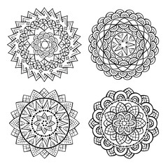 Four black and white mandalas