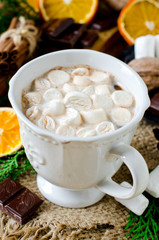 Christmas hot chocolate with marshmallow