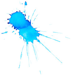 Blue watercolor paint blots