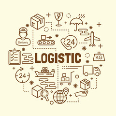logistic minimal thin line icons set