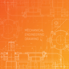 Mechanical Engineering drawing. Engineering Drawing Background. Blueprint vector.