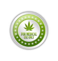 Medical use only badge with marijuana hemp leaf on white background