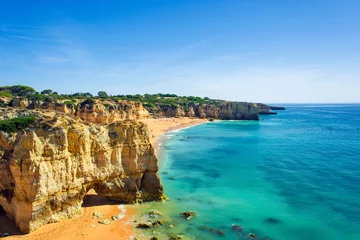 Foto auf Acrylglas Strand Marinha, Algarve, Portugal ein Blick auf den schönen Sandstrand Dona Ana in Lagos