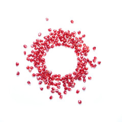pomegranate seeds. Round frame