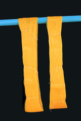 Products of cocoons Beautiful long blonde hair.
Thailand silk fibers