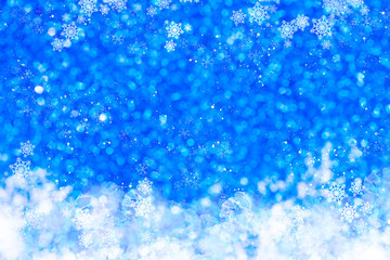 Blue Sparkling Glitter bokeh Background.