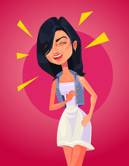 Laughing woman character. Vector flat cartoon illustration