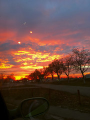 Sunset from a car window.