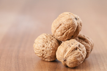 walnuts superfood on a wooden background