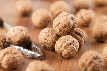 walnuts superfood on a wooden background