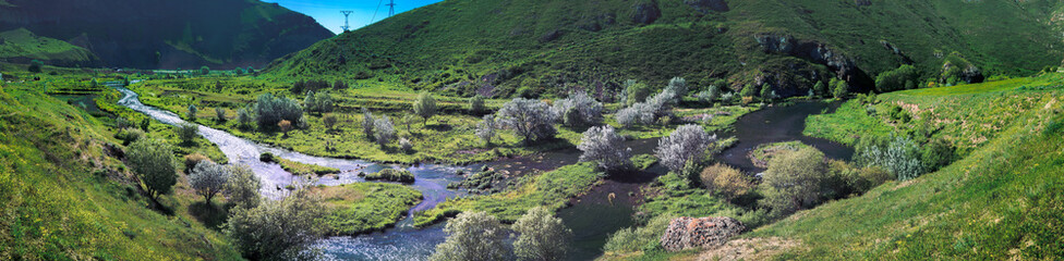 View on beautiful mountain river. Exploring Armenia