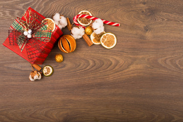 Christmas wreath on a wooden background