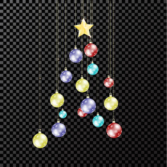 The concept of a Christmas tree hanging balls