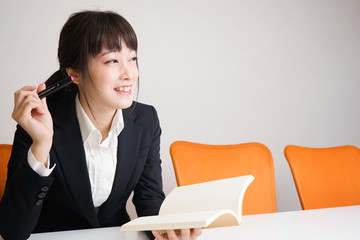 Young woman working at office