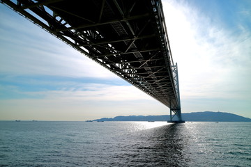 舞子公園から見る明石海峡大橋と淡路島