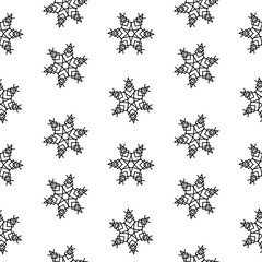 Seamless pattern snowflakes abstract isolation, winter element for design