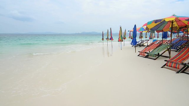 Sea waves over sand beach at , khai nok island, Phung Nga,Thailand