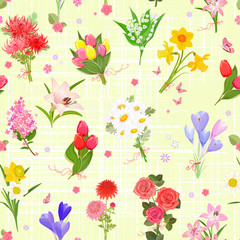 pretty seamless texture with  different bouquet of lovely flower