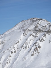 Winter snow covered mountain peaks in Europe. Great place for sp