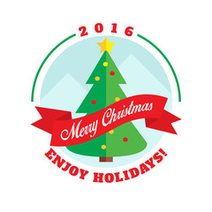 Christmas tree flat style logo