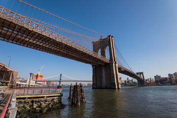 Brooklyn bridge with blue sky