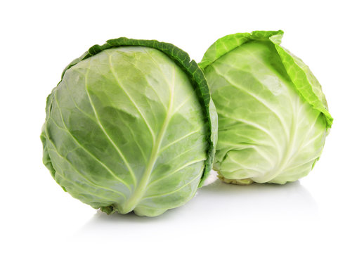 Green cabbage vegetables isolated on white