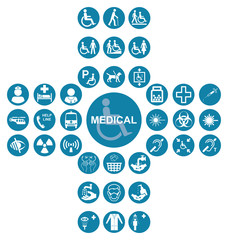 Blue Medical and health care Icon collection