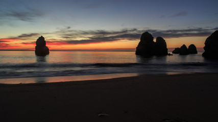 Naklejka na ściany i meble Algarve Rocks in the morning light