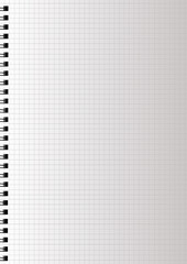 Realistic blank squared notebook paper with spiral. Clear diary page. Vector illustration.