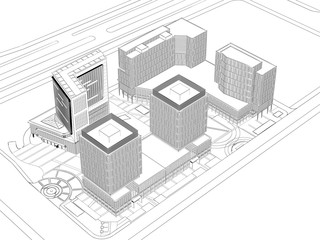 architectural wireframe plan