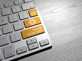 Tastiera di un computer, tasto di ricerca. Ricerca internet. 3d rendering