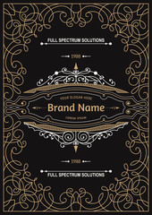 Monogram creative card template with flourishes ornament elements. Elegant design for cafe, restaurant, heraldic, jewelry, fashion. Hand drawn elements. curly and swirls vintage frame